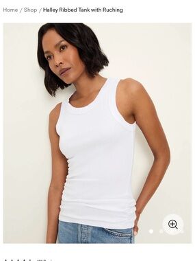 Michael Stars ribbed tank top  with ruching - White